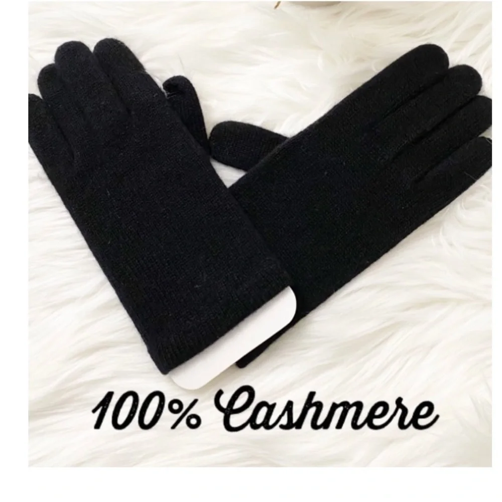 NWT 100% Cashmere Black Soft Cozy Gloves